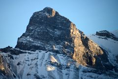 10C The Three Sisters - Hope Peak From Trans Canada Highway At Canmore In Winter Before Sunset.jpg